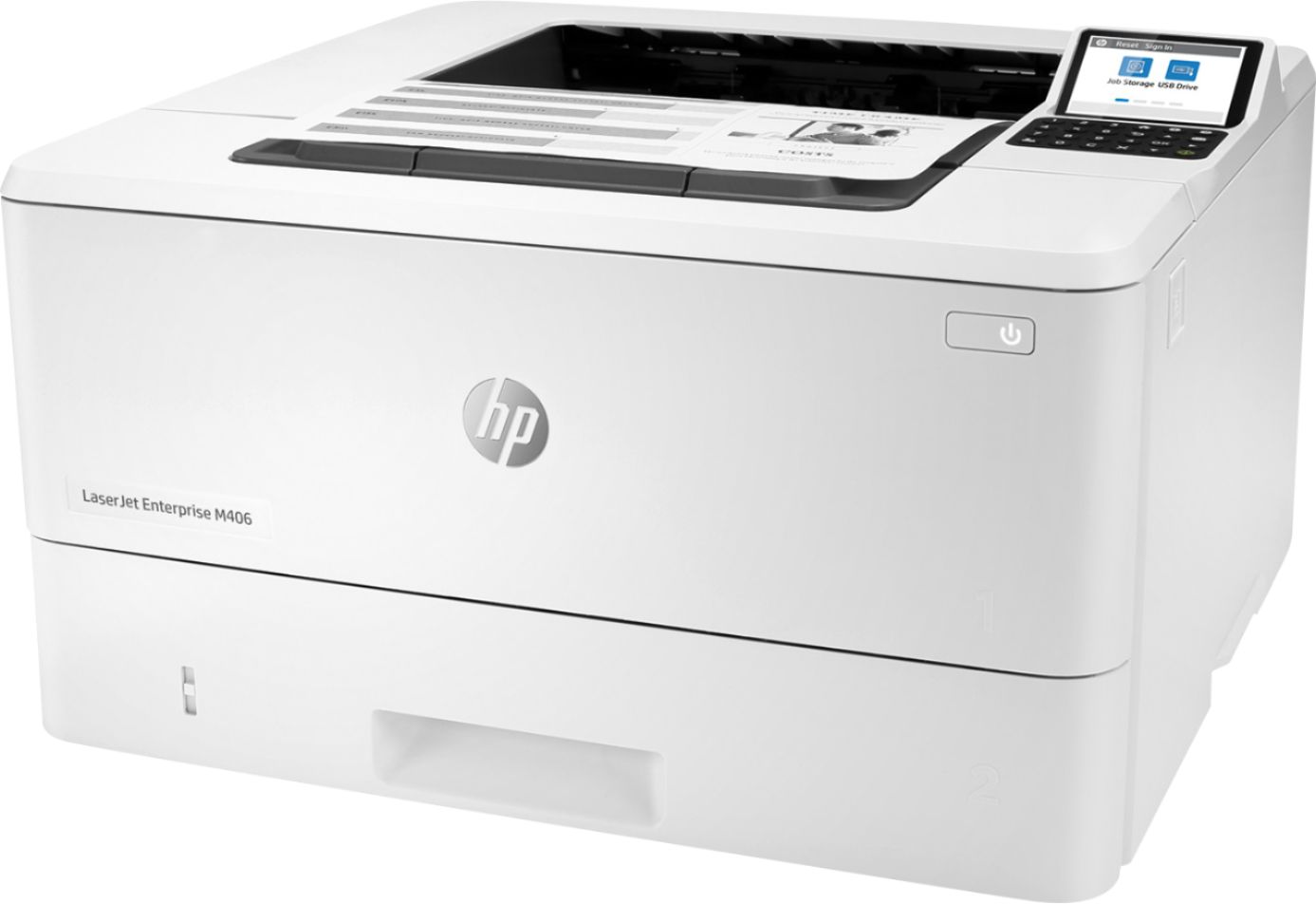 Angle View: HP - LaserJet Enterprise M406dn Black-and-White Laser Printer - White