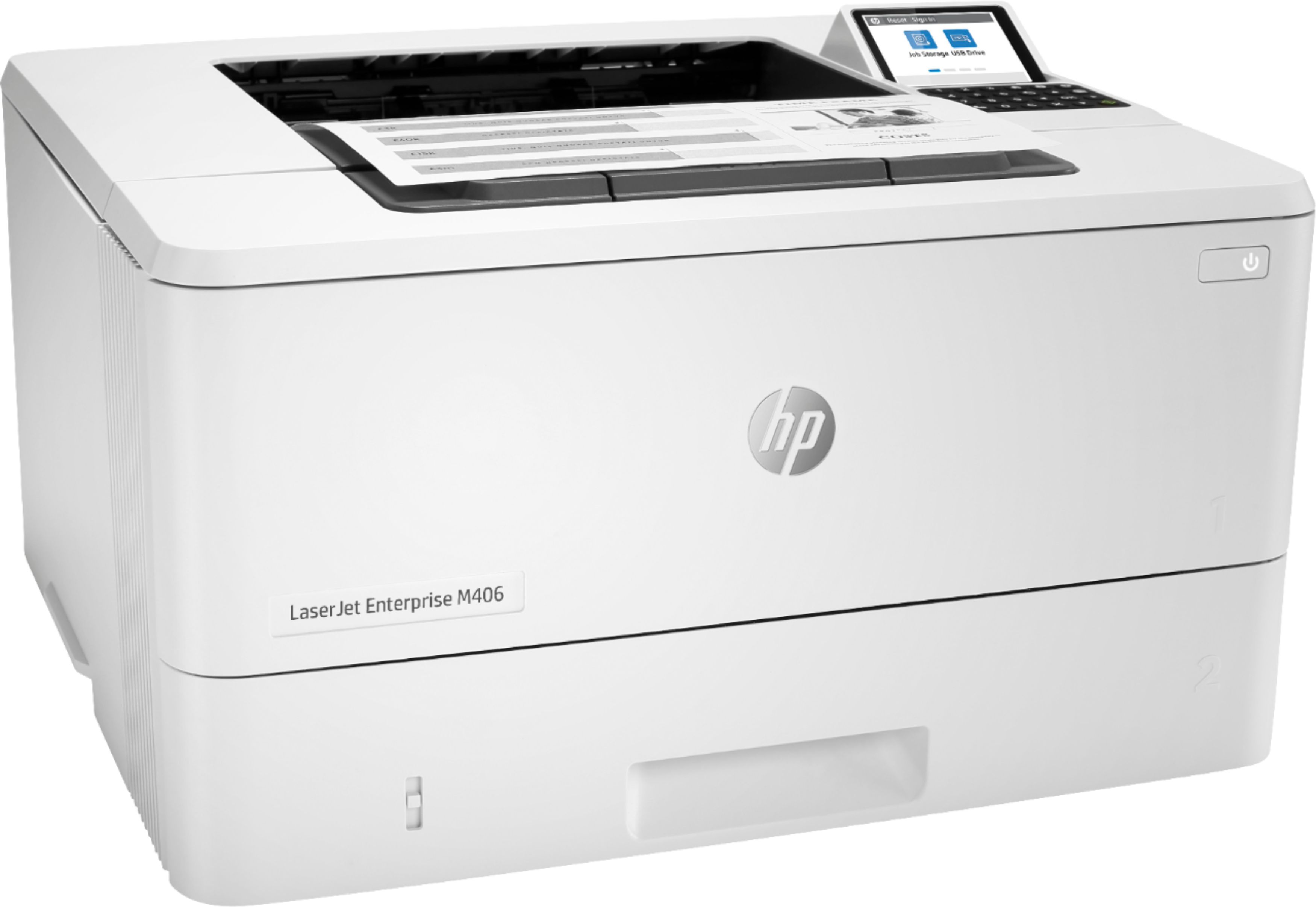 Left View: HP - LaserJet Enterprise M406dn Black-and-White Laser Printer - White