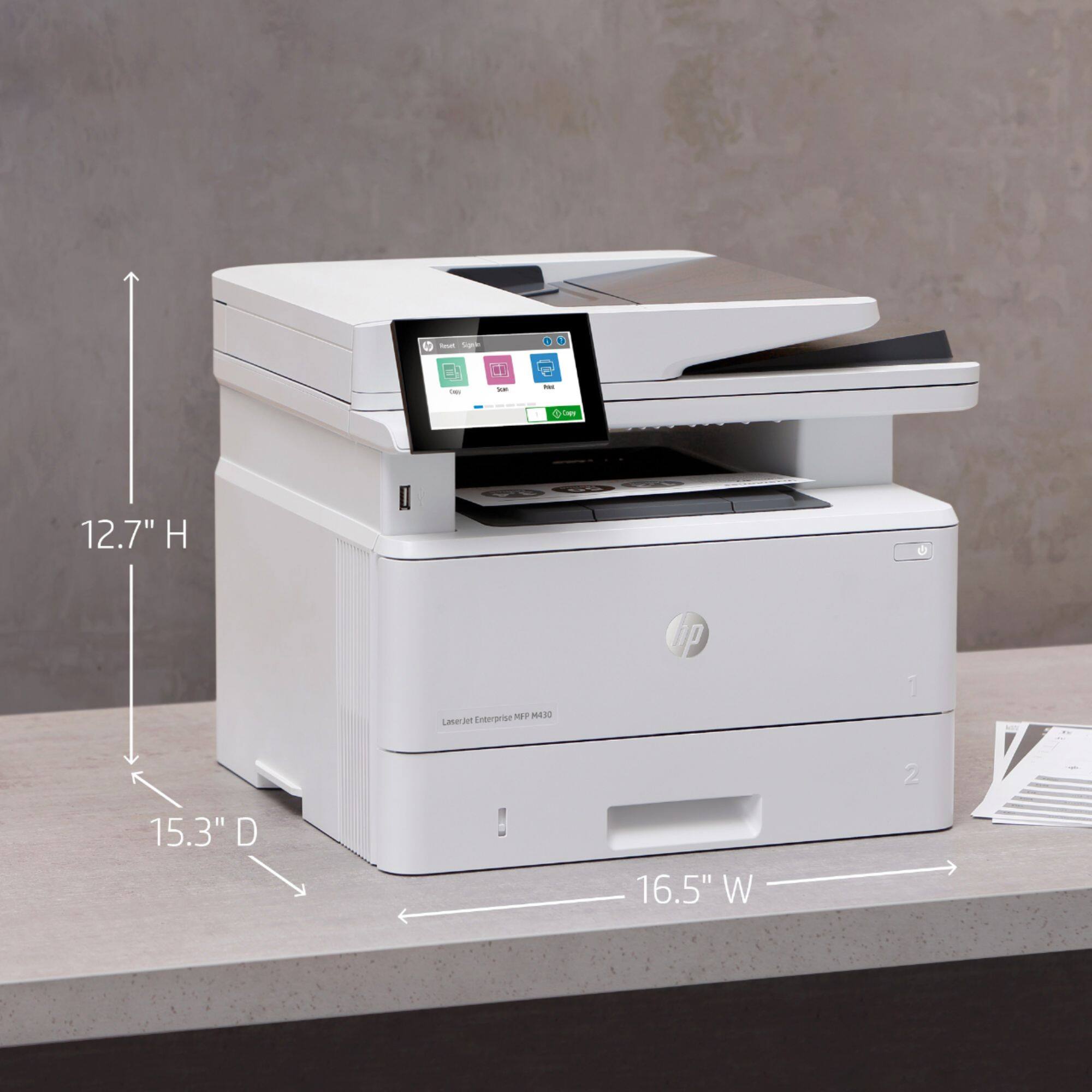 Alt View 13. HP - LaserJet Enterprise M430F Black-and-White All-In-One Laser Printer - White.