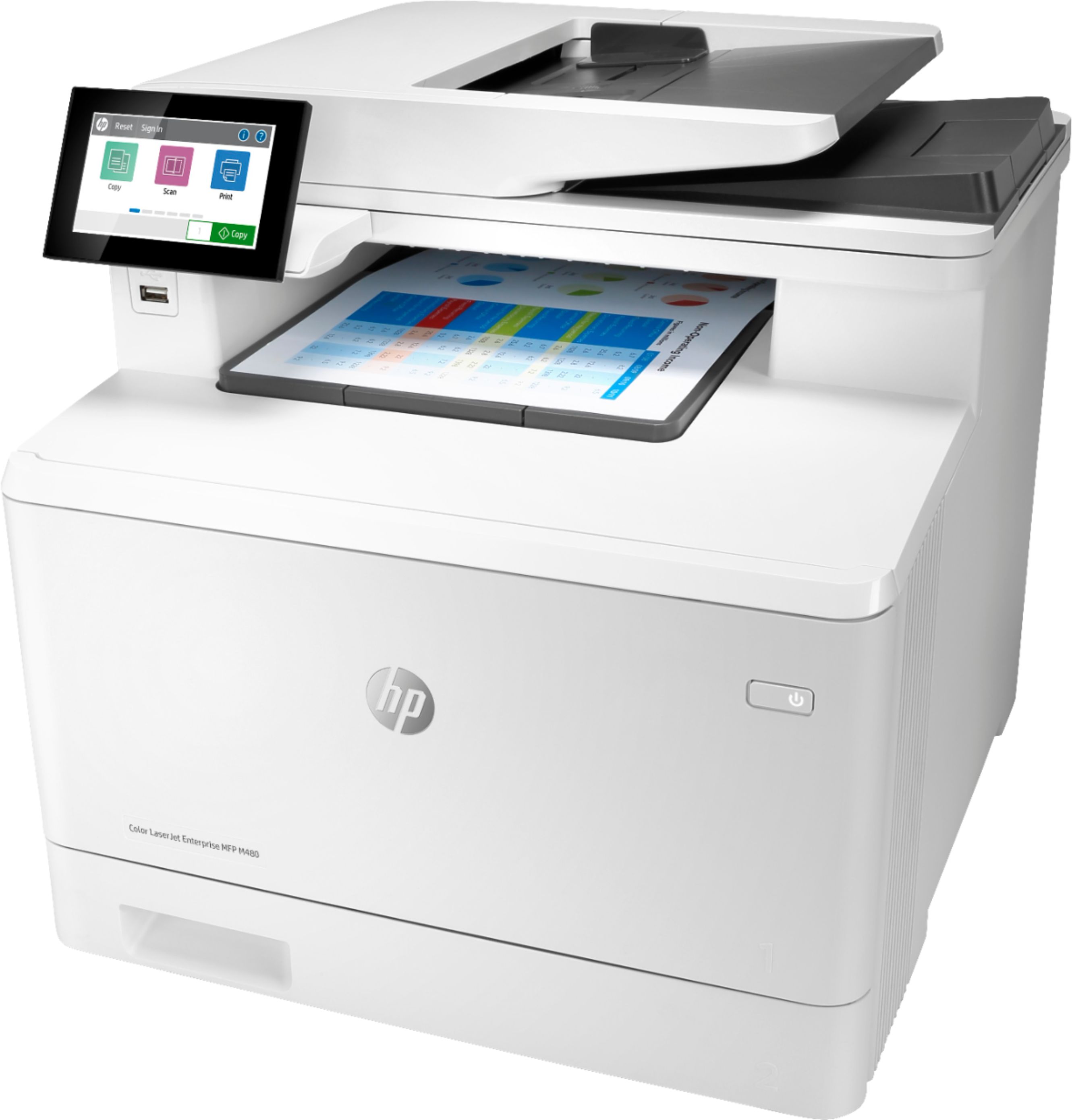 Angle View: HP - LaserJet Enterprise M480F Color All-In-One Laser Printer - White