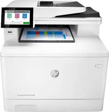 Front. HP - LaserJet Enterprise M480F Color All-In-One Laser Printer - White.