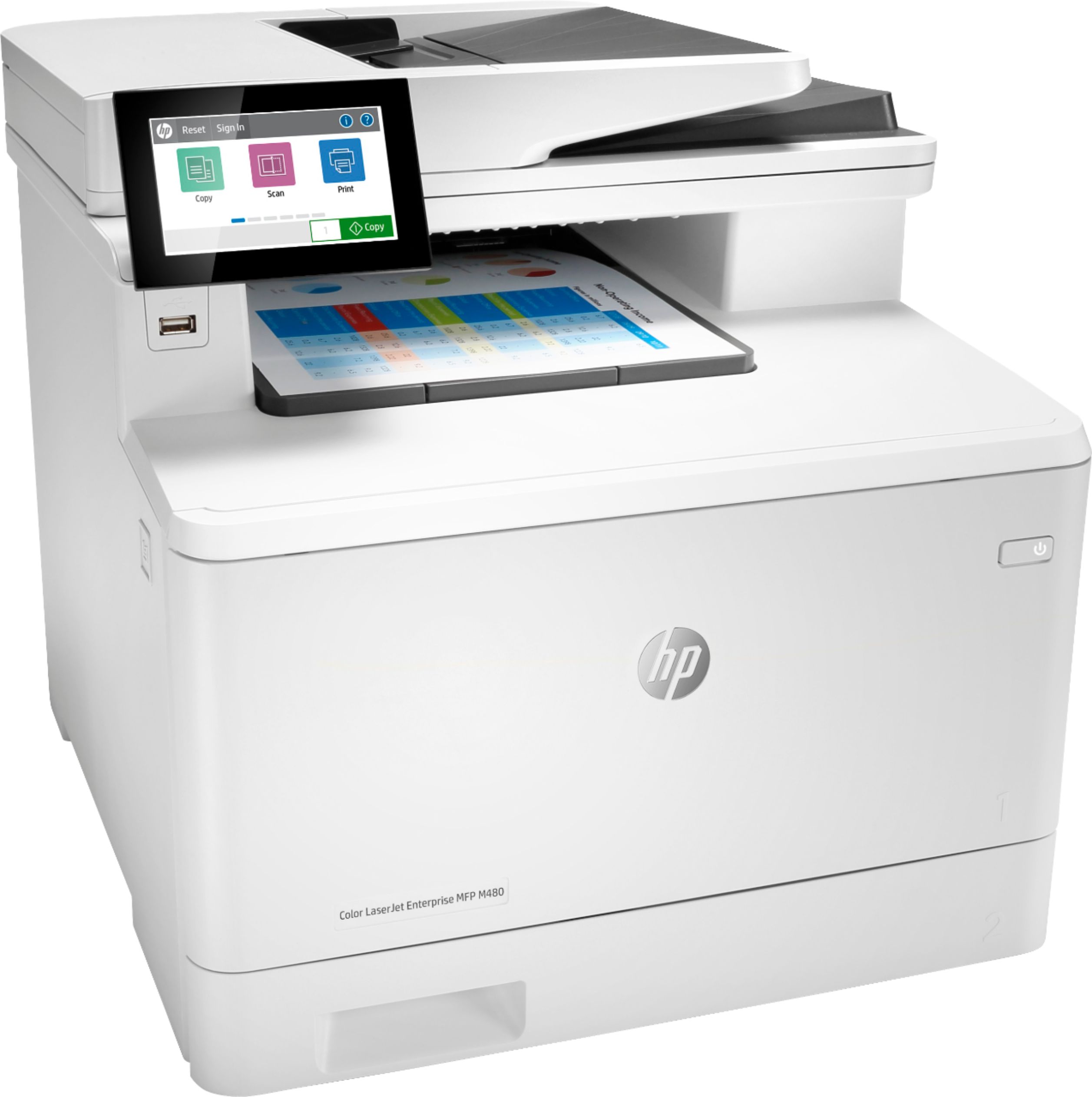Left View: HP - LaserJet Enterprise M480F Color All-In-One Laser Printer - White