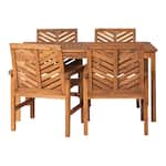 Walker Edison - 5-Piece Windsor Acacia Wood Patio Dining Set - Brown