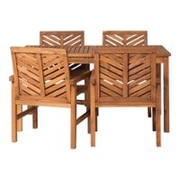 Walker Edison - 5-Piece Windsor Acacia Wood Patio Dining Set - Brown - Front_Zoom