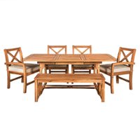 Walker Edison - 6-Piece Hunter Acacia Wood Extendable Patio Dining Set - Brown - Front_Zoom