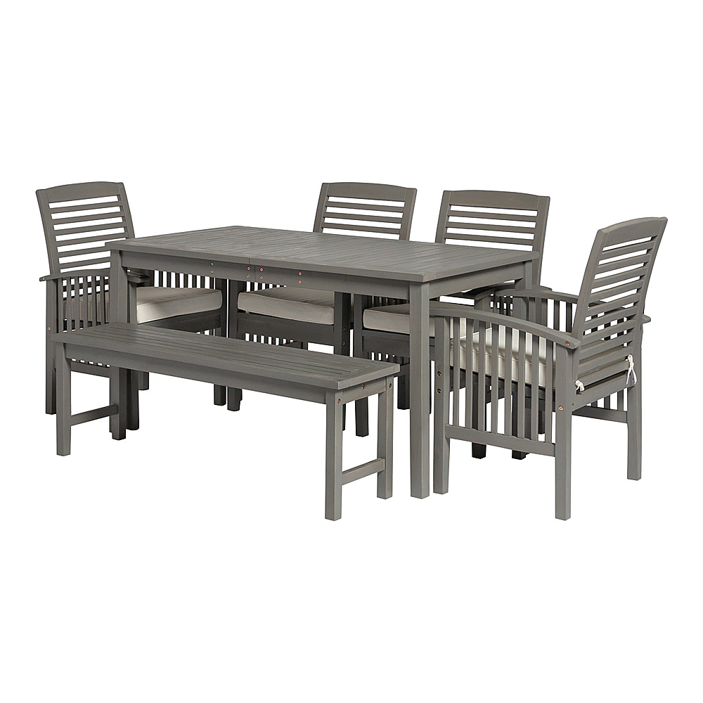 Angle View: Walker Edison - 6-Piece Everest Acacia Wood Patio Dining Set - Grey Wash