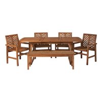 Walker Edison - 6-Piece Windsor Acacia Wood Extendable Patio Dining Set - Brown - Front_Zoom