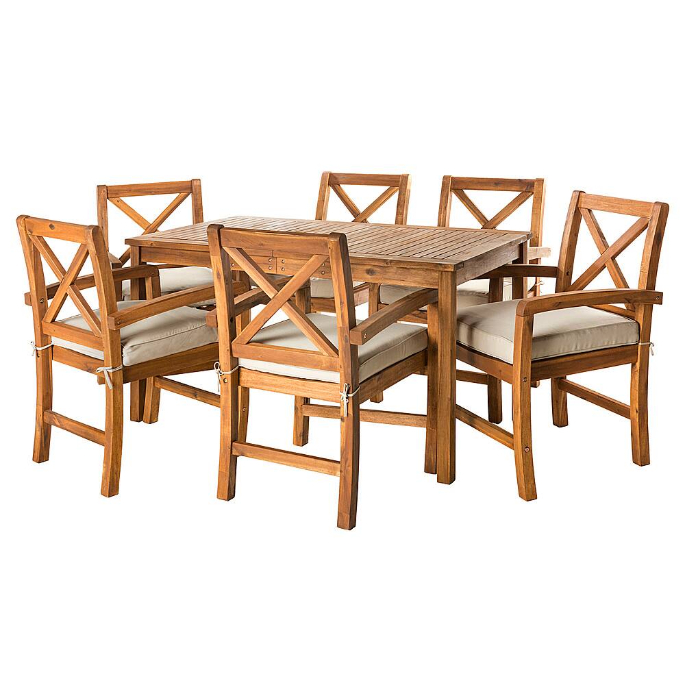 Angle View: Walker Edison - 7-Piece Hunter Acacia Wood Patio Dining Set - Brown