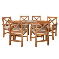 Hampton Bay Laurel Oaks 7-Piece Brown Steel Outdoor Patio Dining