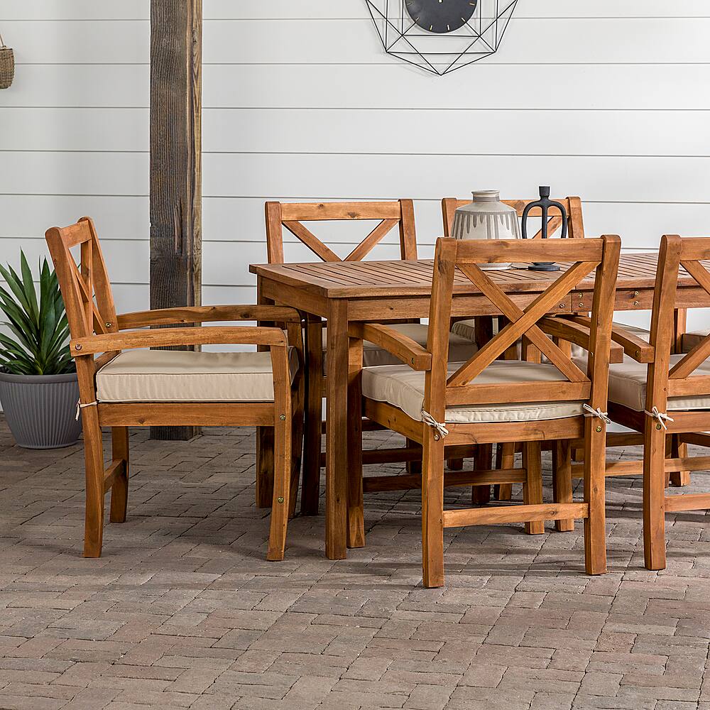 Alt View 19. Walker Edison - 7-Piece Hunter Acacia Wood Patio Dining Set - Brown.