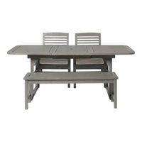 Walker Edison - 4-Piece Everest Acacia Wood Extendable Patio Dining Set - Grey Wash - Front_Zoom