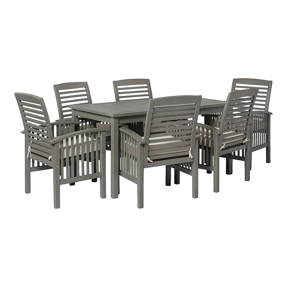 Angle View: Walker Edison - 7-Piece Everest Acacia Wood Patio Dining Set - Grey Wash