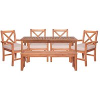 Walker Edison - 6-Piece Hunter Acacia Wood Patio Dining Set - Brown - Front_Zoom