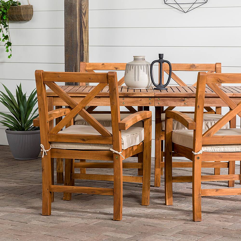 Walker Edison 5 Piece Hunter Extendable Acacia Wood Patio Dining Set ...