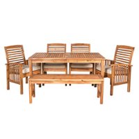 Walker Edison - 6-Piece Everest Acacia Wood Patio Dining Set - Brown - Front_Zoom