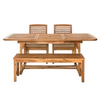 Walker Edison - 4-Piece Everest Acacia Wood Patio Dining Set - Brown - Front_Zoom