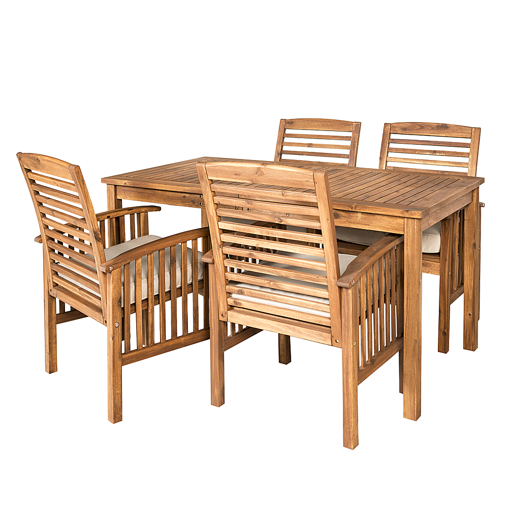 Angle View: Walker Edison - 5-Piece Everest Acacia Wood Patio Dining Set - Brown