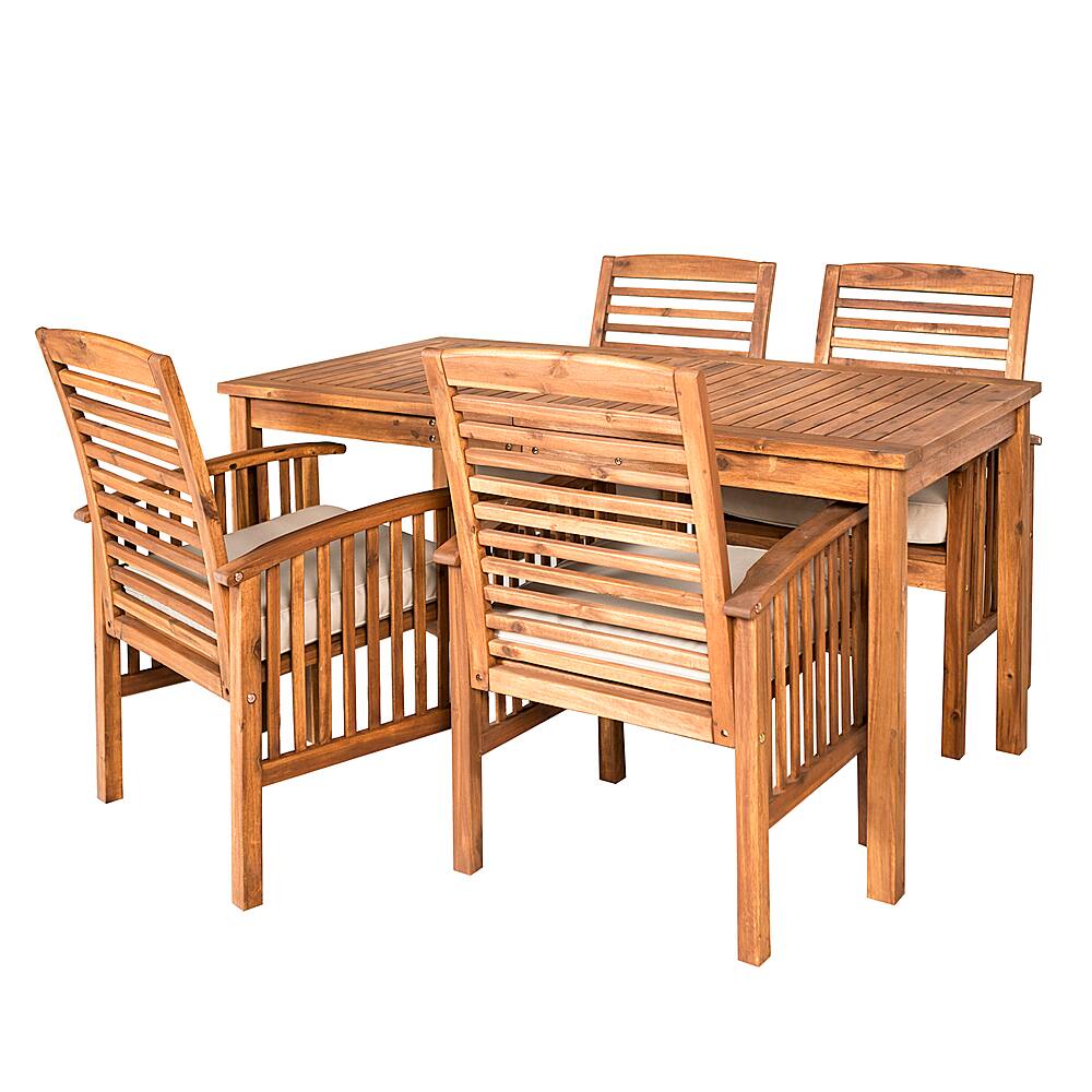 Angle. Walker Edison - 5-Piece Everest Acacia Wood Patio Dining Set - Brown.