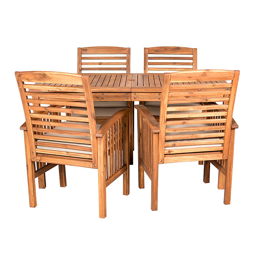 Front. Walker Edison - 5-Piece Everest Acacia Wood Patio Dining Set - Brown.