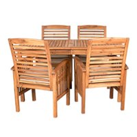 Walker Edison - 5-Piece Everest Acacia Wood Patio Dining Set - Brown - Front_Zoom