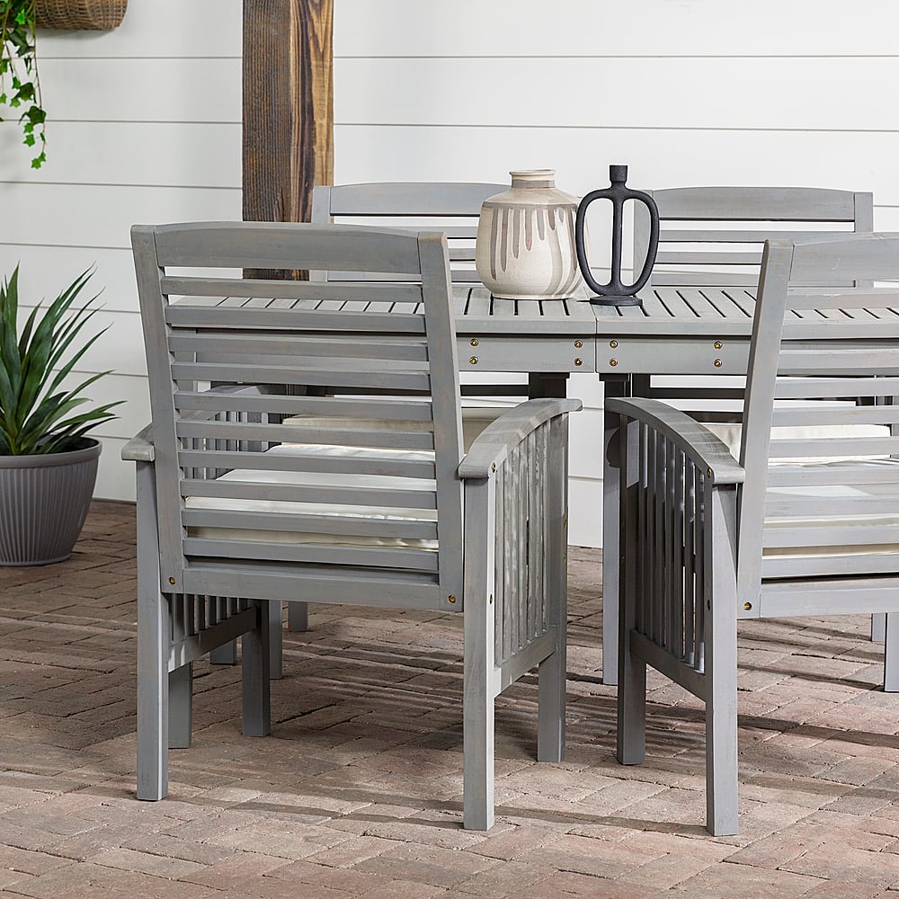 Best Buy Walker Edison 5 Piece Everest Acacia Wood Patio Dining Set Grey Wash Bbw5sdtgw