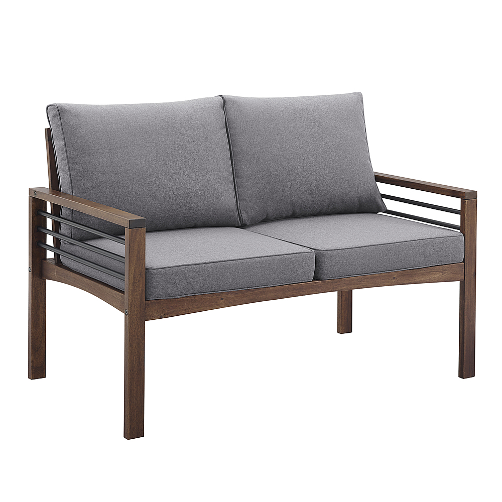 Walker Edison Modern Patio Outdoor Garden Metal Loveseat Bench