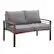 Left. Walker Edison - Modern Patio Outdoor Garden Metal Loveseat Bench - Brown.