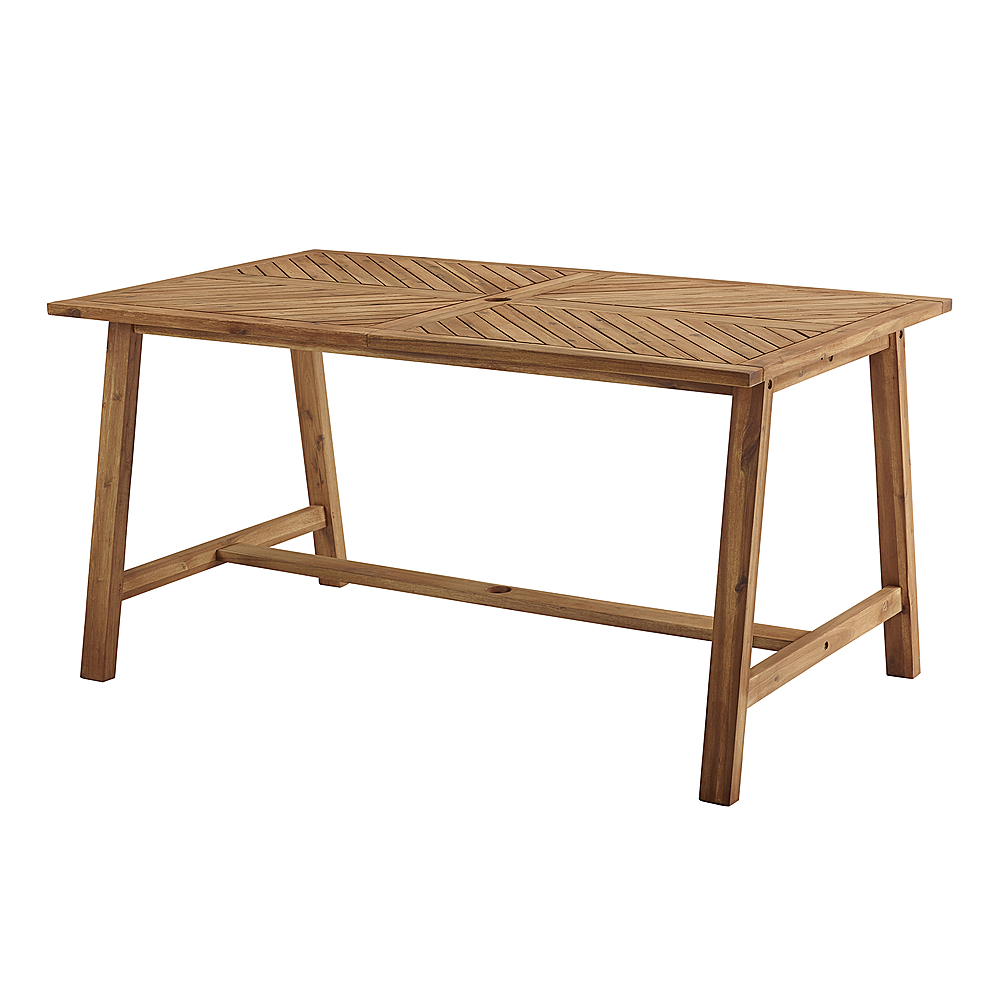 Left View: Walker Edison - Windsor Acacia Wood Outdoor Dining Table - Brown