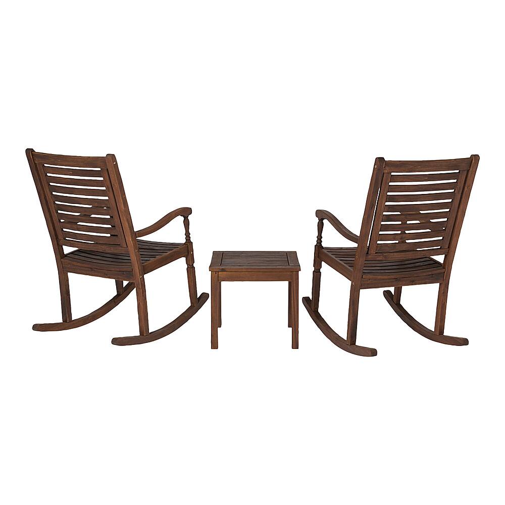Left View: Walker Edison - Cypress 3-Piece Rocking Chat Set - Dark Brown