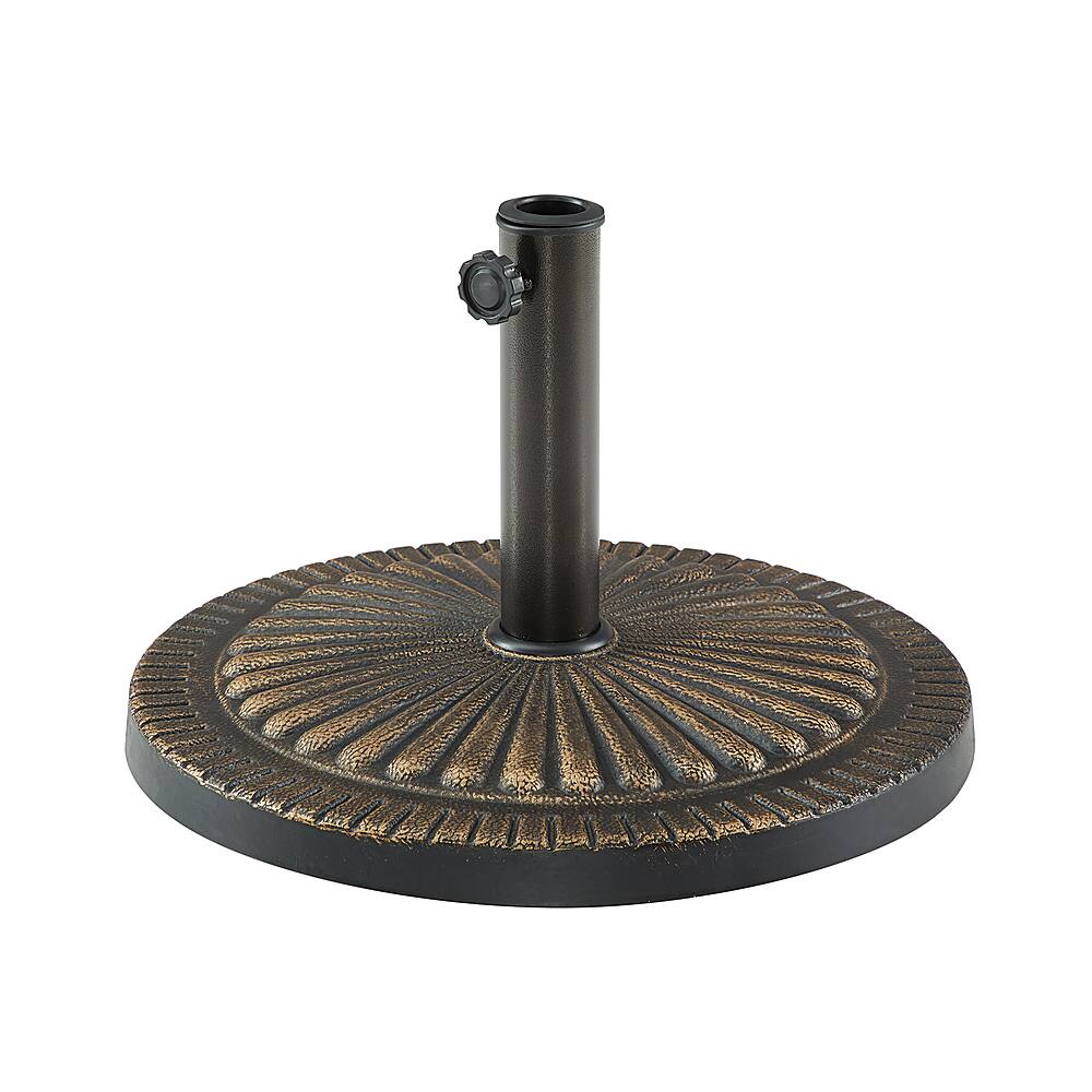 Angle View: Walker Edison - Sunburst Round Outdoor Umbrella Base - Antique Brown