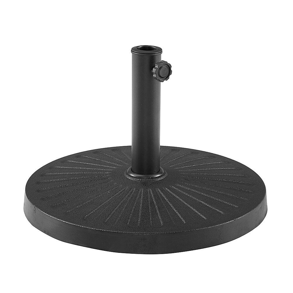 Left View: Walker Edison - Daisy Round Outdoor Umbrella Base - Black