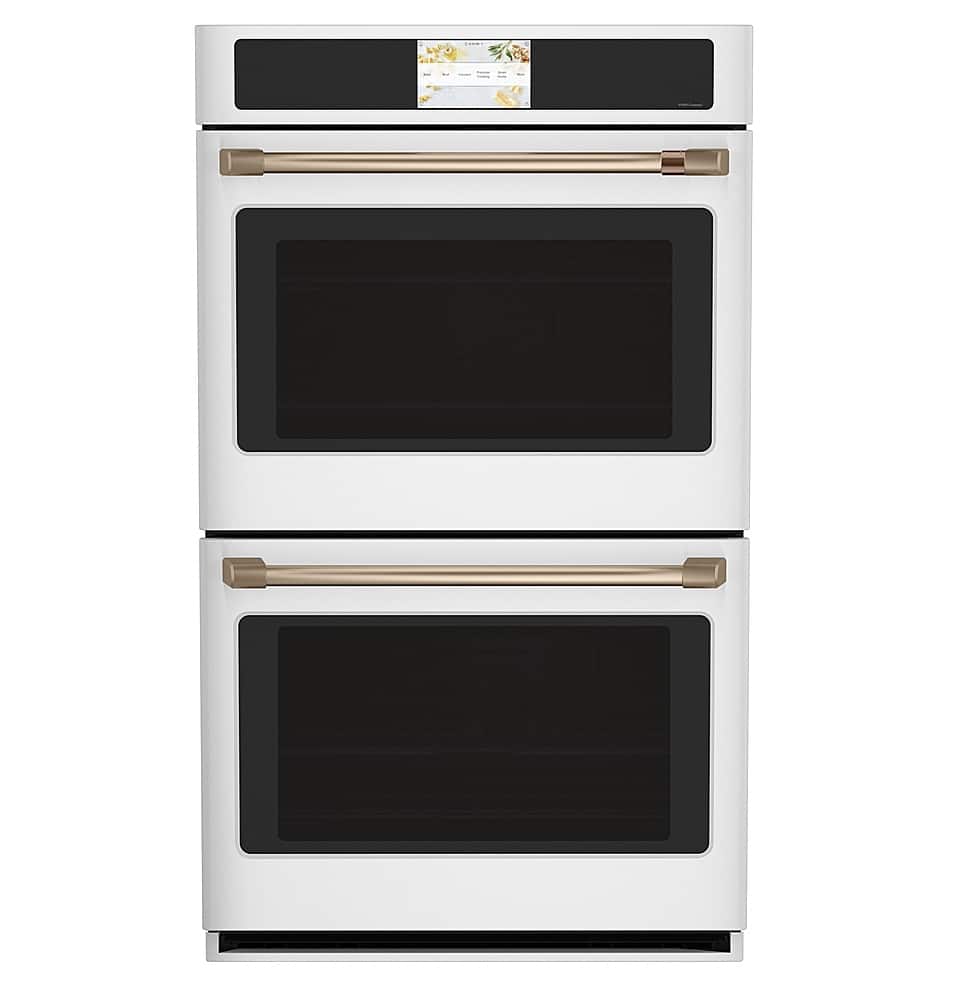 Café - 30" Built-In Double Electric Convection Wall Oven with True European Convection and In-Oven Camera, Customizable - Matte White - Front_Zoom