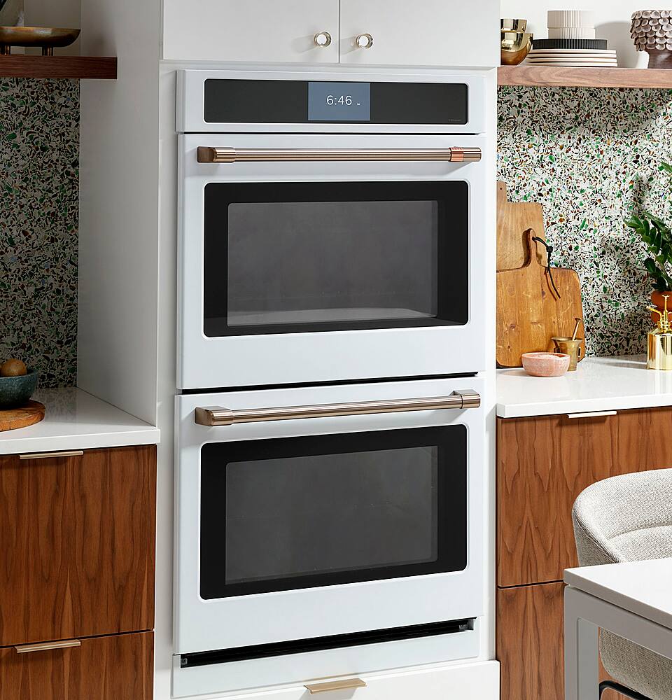 Alt View 30. Café - 30" Built-In Double Electric Convection Wall Oven with True European Convection and In-Oven Camera, Customizable - Matte White.
