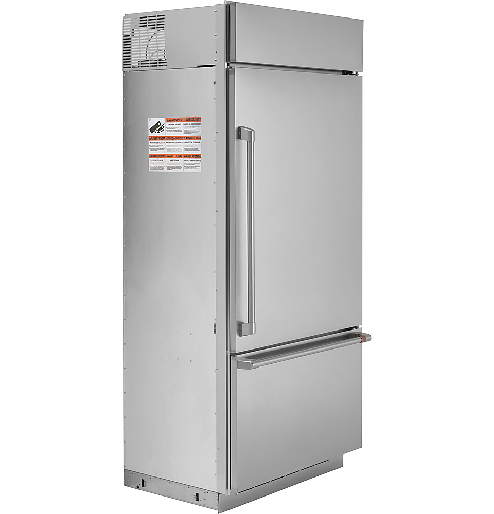 Angle View: Café - 21.3 Cu. Ft. Bottom-Freezer Built-In Refrigerator with Right-Hand Side Door - Stainless steel