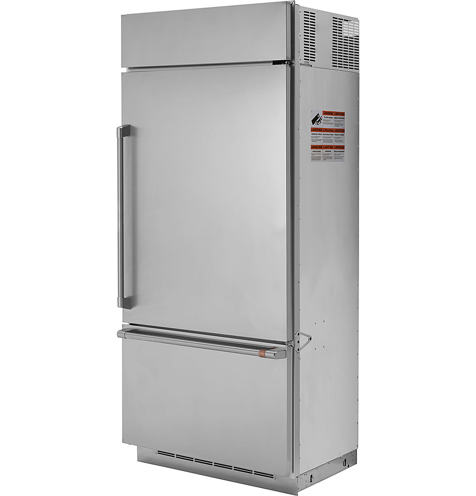 Left View: Café - 21.3 Cu. Ft. Bottom-Freezer Built-In Refrigerator with Right-Hand Side Door - Stainless steel