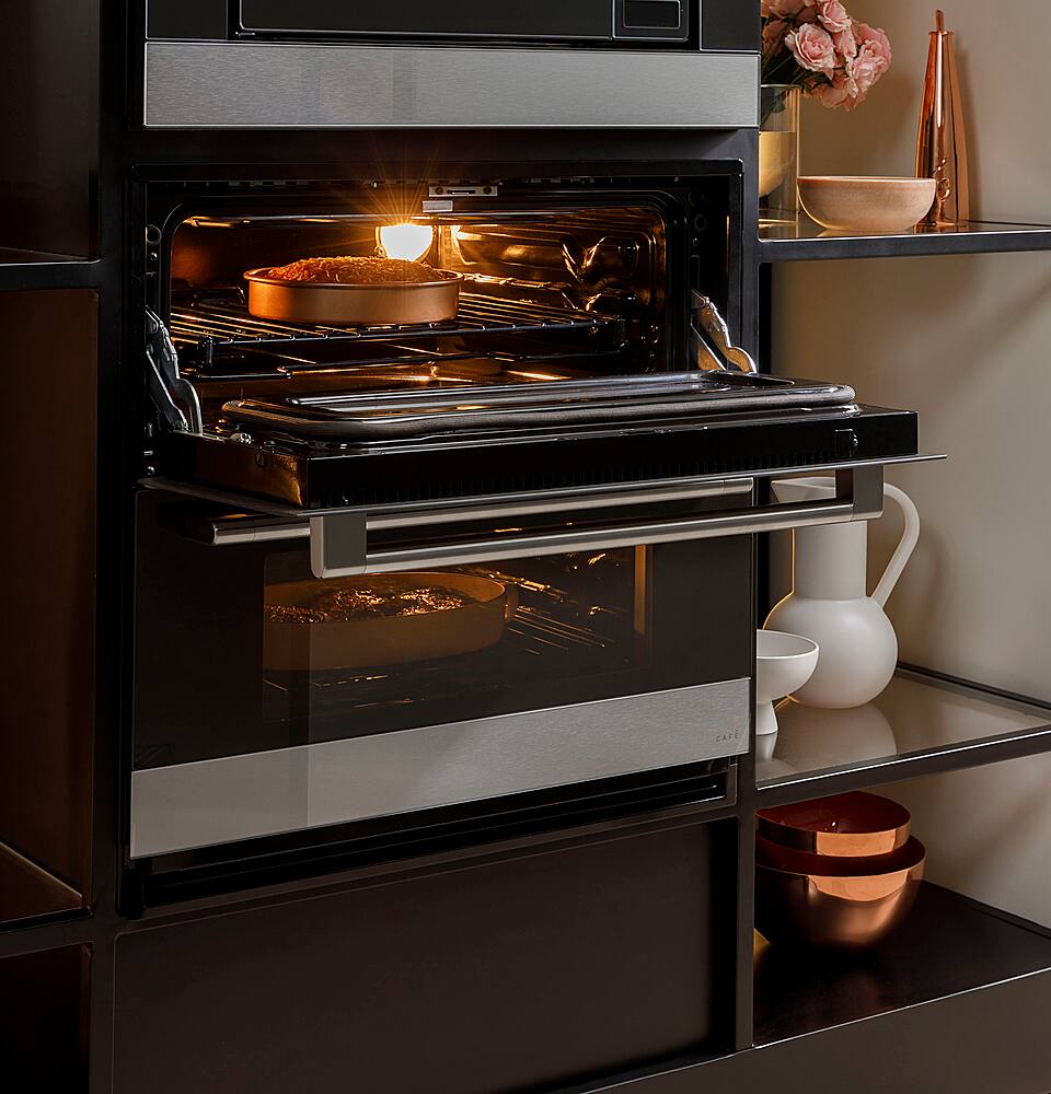 Alt View 20. Café - 30" Built-In Double Electric Convection Wall Oven with Built-In Wi-Fi - Platinum Glass.