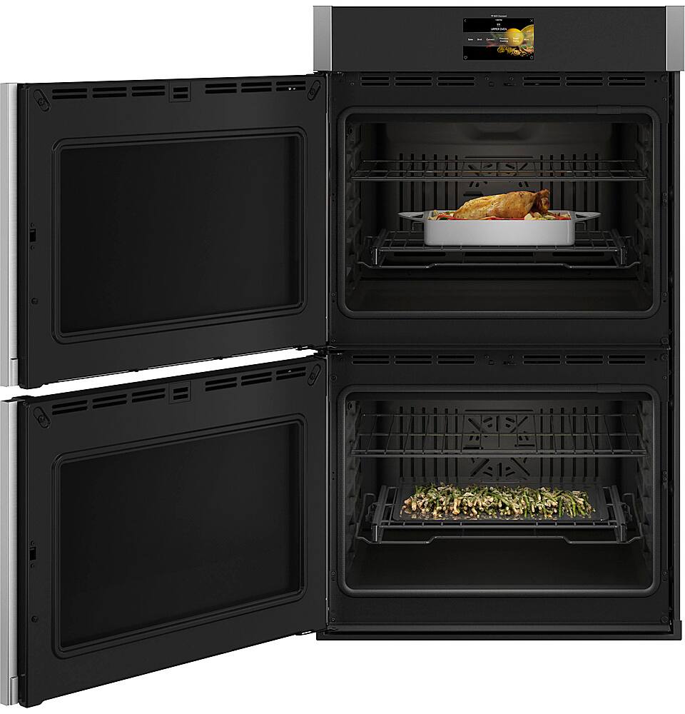 Alt View 12. GE Profile - 30" Built-In Double Electric Convection Wall Oven with Left-Hand Side-Swing Door - Stainless Steel.