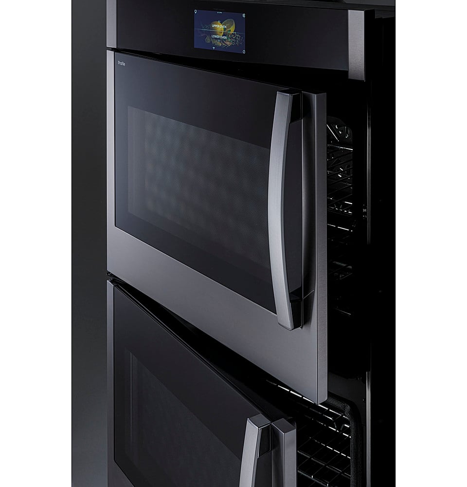 Alt View 15. GE Profile - 30" Built-In Double Electric Convection Wall Oven with Left-Hand Side-Swing Door - Stainless Steel.