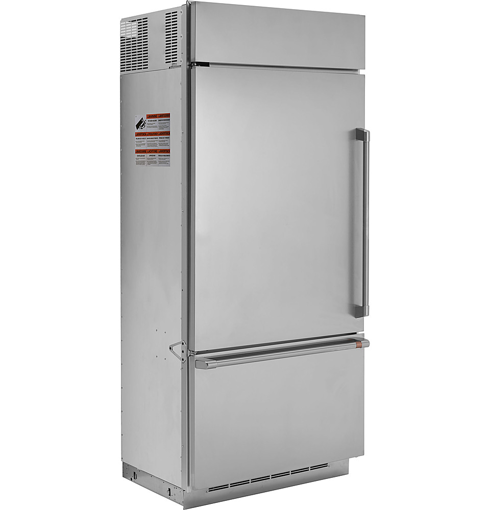 Left View: Café - 21.3 Cu. Ft. Bottom-Freezer Built-In Refrigerator with Left-Hand Side Door - Stainless steel