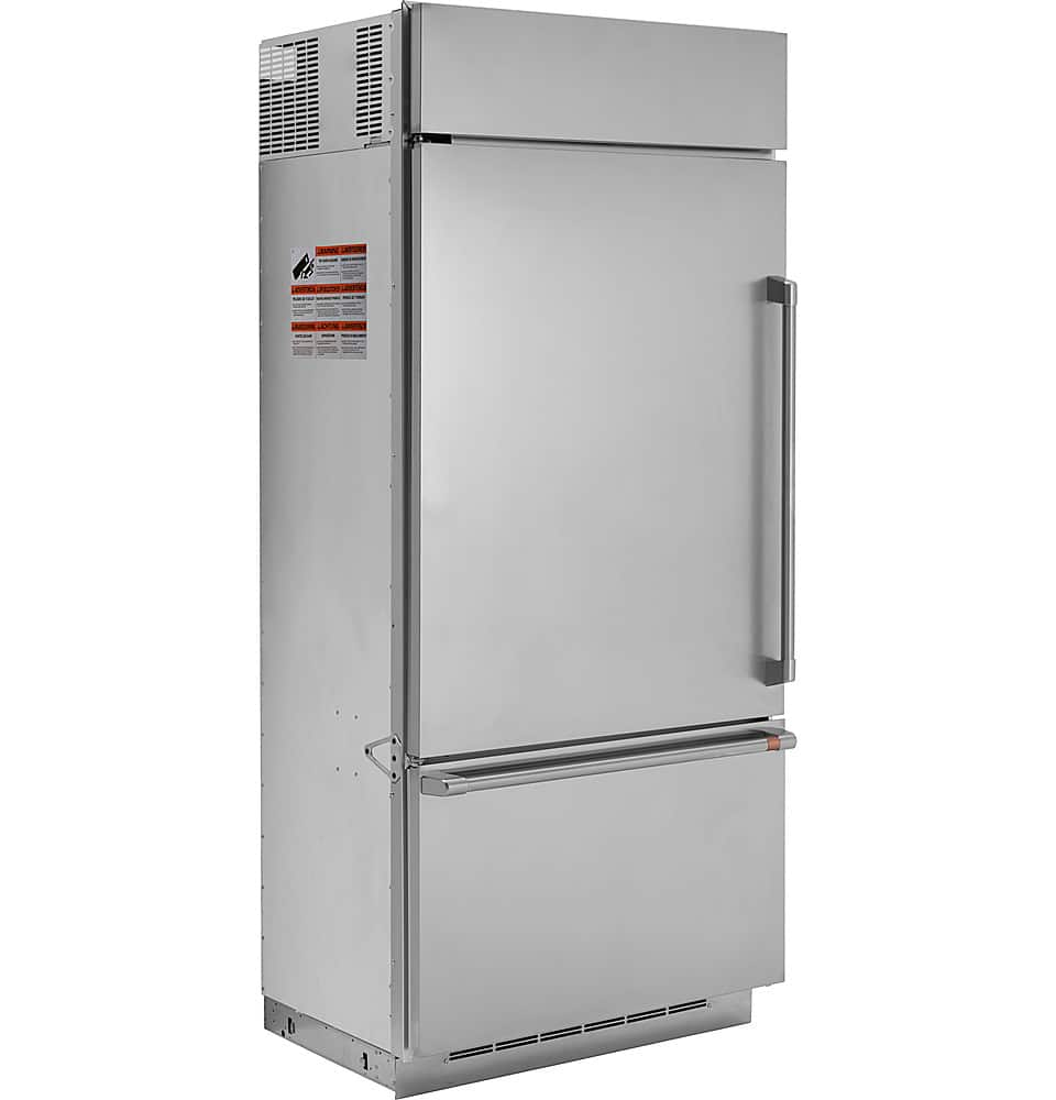 Left View: Café - 21.3 Cu. Ft. Bottom-Freezer Built-In Refrigerator with Left-Hand Side Door - Stainless steel