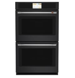 Café - 30" Built-In Double Electric Convection Wall Oven w/ True European Convection, In-Oven Camera, Customizable - Matte Black - Front_Zoom