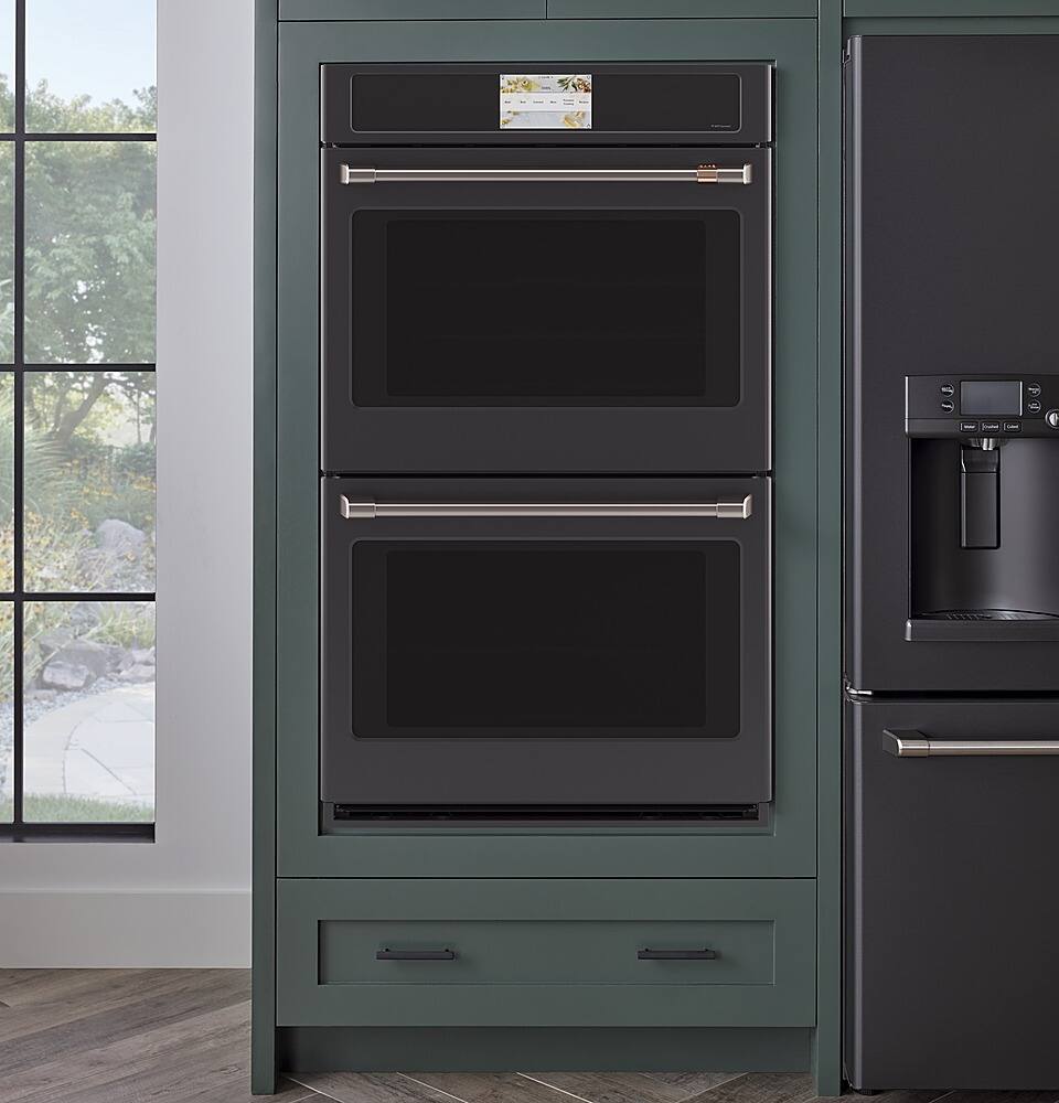 Alt View 24. Café - 30" Built-In Double Electric Convection Wall Oven w/ True European Convection, In-Oven Camera, Customizable - Matte Black.