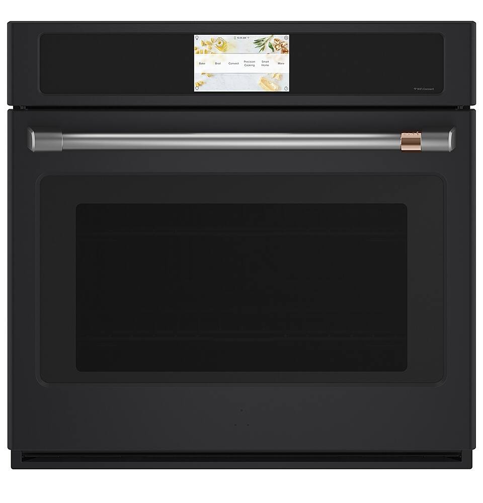 Front. Café - 30" Built-In Single Electric Convection Wall Oven with True European Convection and In-Oven Camera , Customizable - Matte Black.
