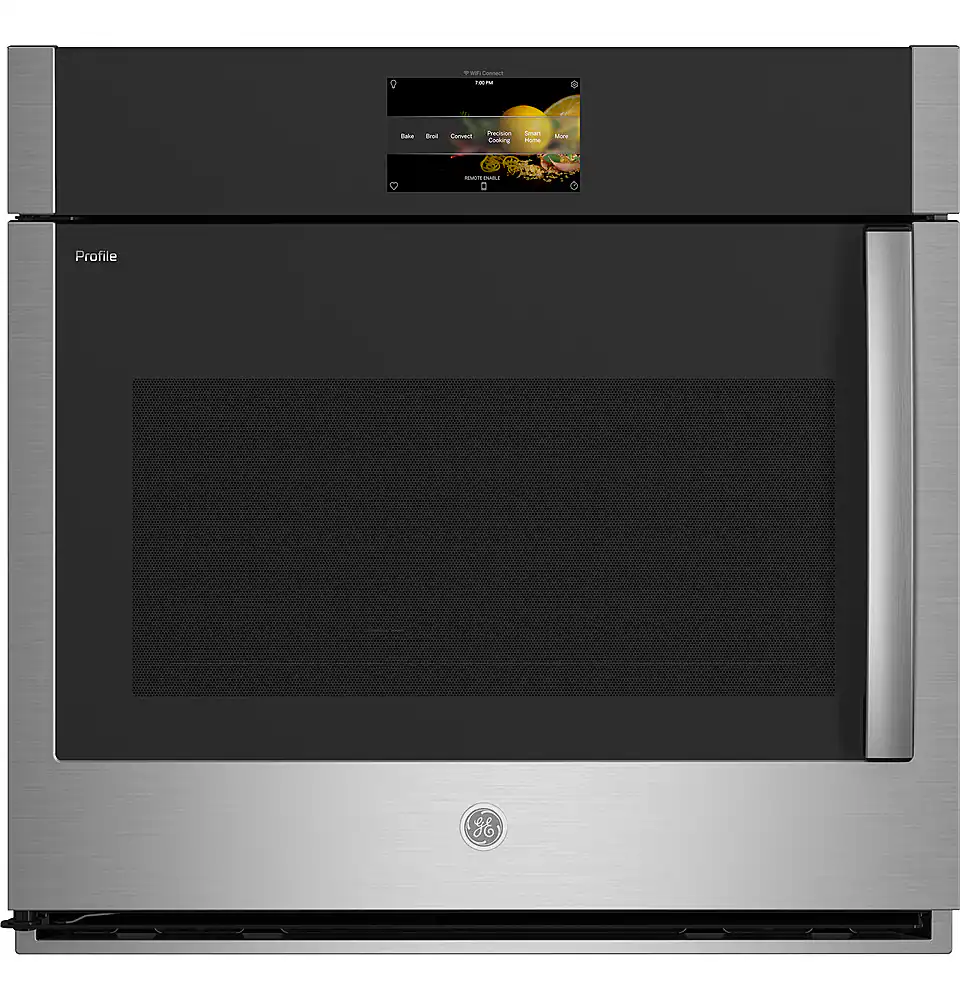 GE Profile - 30" Built-In Single Electric Convection Wall Oven with Left-Hand Side-Swing Door - Stainless Steel