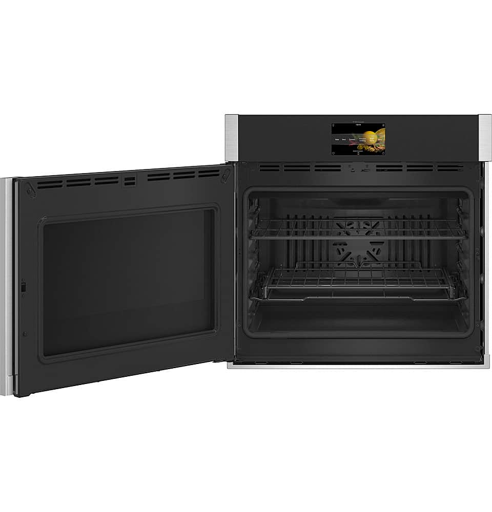 Alt View 11. GE Profile - 30" Built-In Single Electric Convection Wall Oven with Left-Hand Side-Swing Door - Stainless Steel.