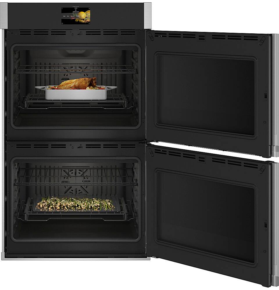 Alt View 12. GE Profile - 30" Built-In Double Electric Convection Wall Oven with Right-Hand Side-Swing Door - Stainless Steel.