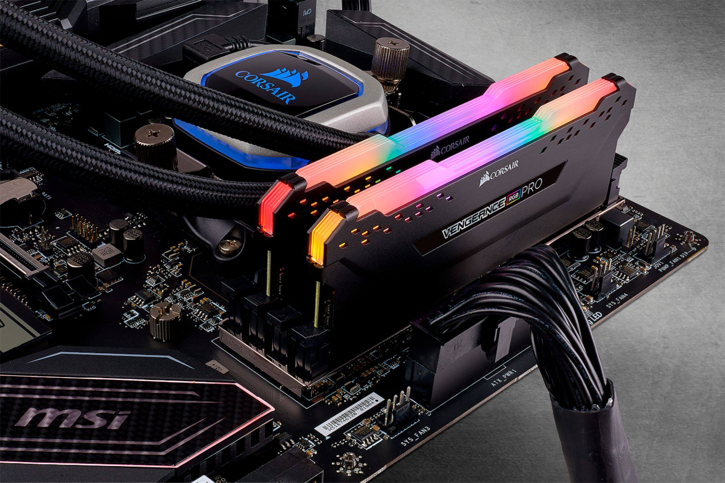 Alt View 12. CORSAIR - VENGEANCE RGB PRO 32GB (2x16GB) DDR4 3600MHz C18 UDIMM Desktop Memory - Black.