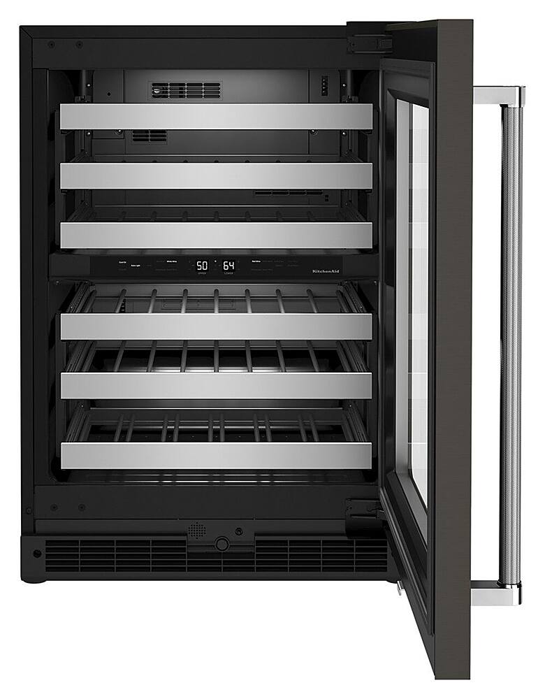 Alt View 11. KitchenAid - 46-Bottle Dual Zone Wine Cellar with Glass Door and Metal-Front Racks - Black Stainless.