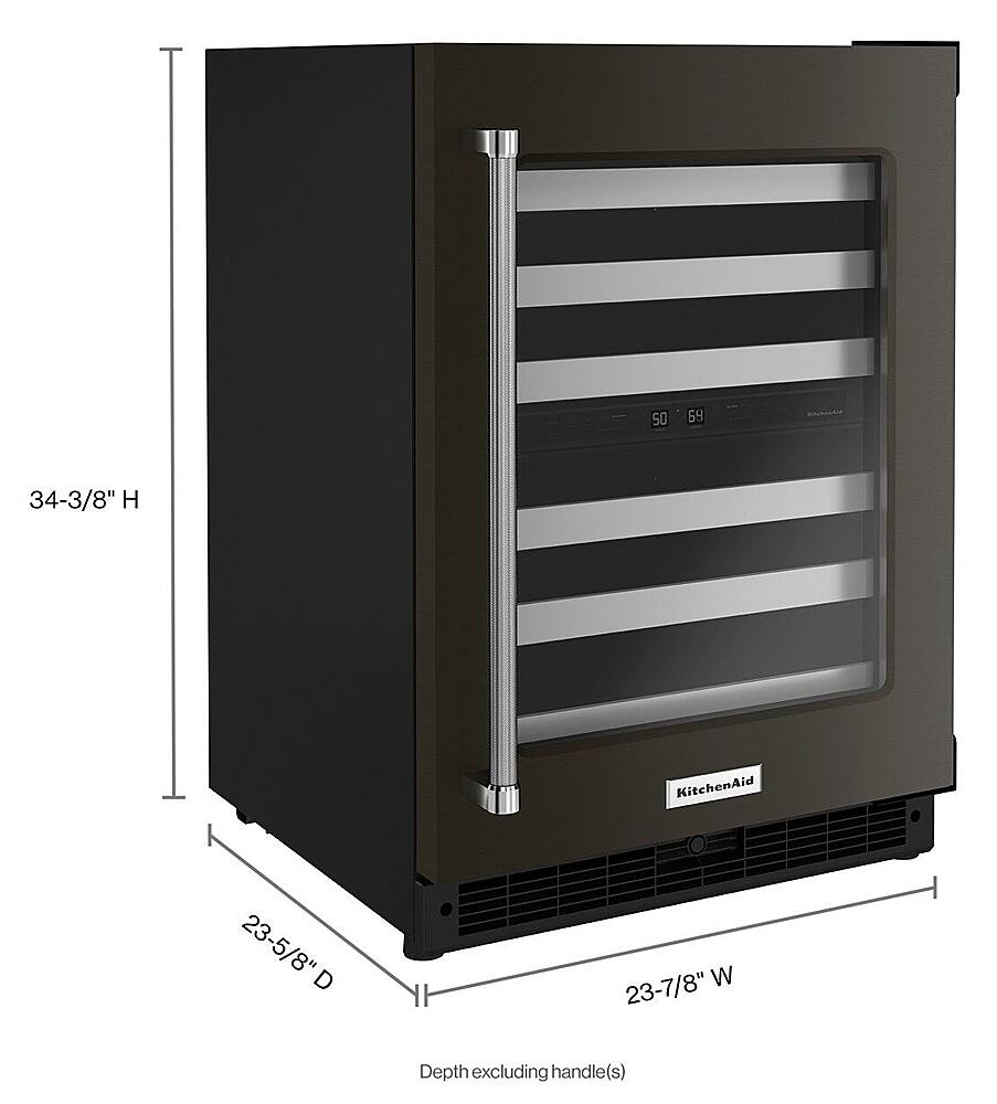 Alt View 12. KitchenAid - 46-Bottle Dual Zone Wine Cellar with Glass Door and Metal-Front Racks - Black Stainless.