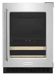 KitchenAid - 14-Bottle Dual Zone Beverage Cooler with Glass Door and Metal-Front Racks - Stainless Steel - Front_Zoom